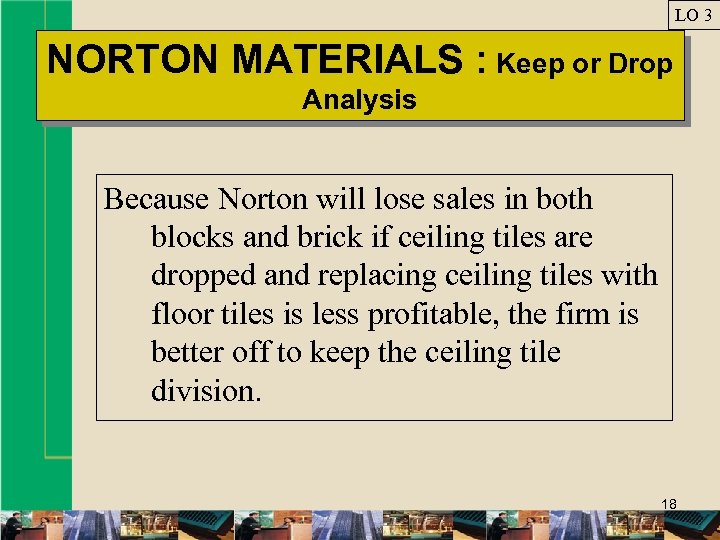 LO 3 NORTON MATERIALS : Keep or Drop Analysis Because Norton will lose sales