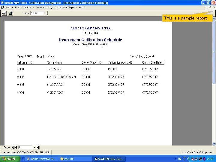 This is a sample report. 