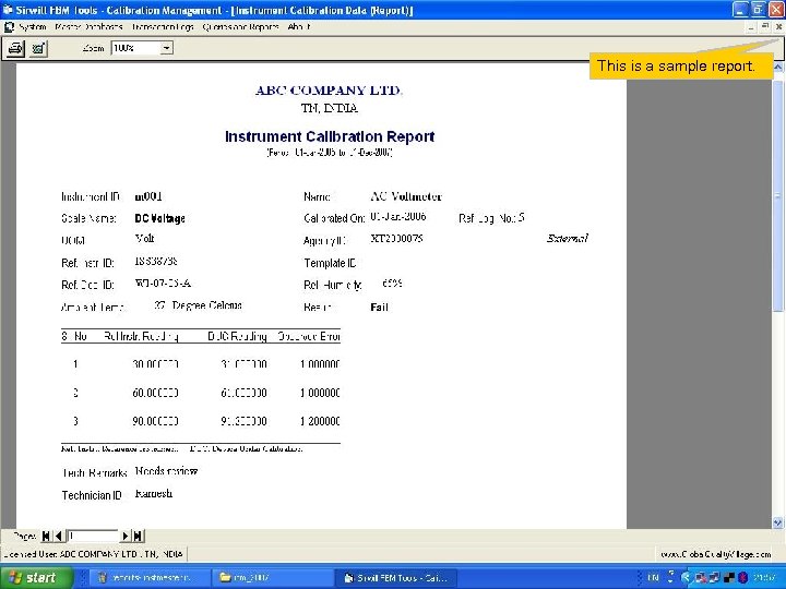 This is a sample report. 