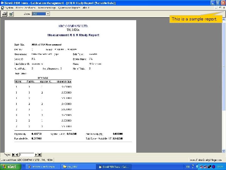 This is a sample report. 