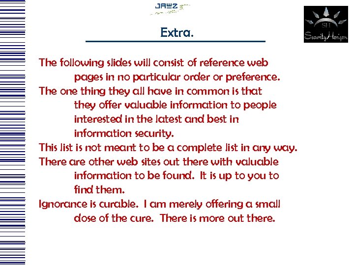 Extra. The following slides will consist of reference web pages in no particular order