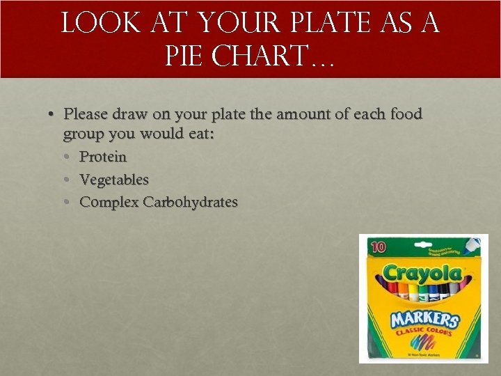 Look at Your Plate as a Pie Chart… • Please draw on your plate