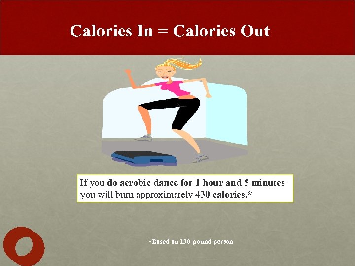 Calories In = Calories Out If you do aerobic dance for 1 hour and