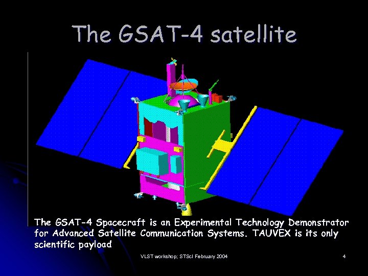 The GSAT-4 satellite The GSAT-4 Spacecraft is an Experimental Technology Demonstrator for Advanced Satellite