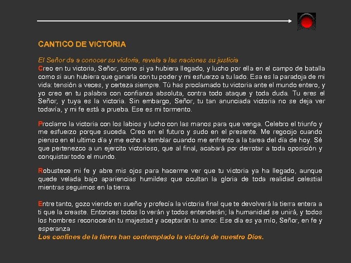 CANTICO DE VICTORIA EI Señor da a conocer su victoria, revela a las naciones