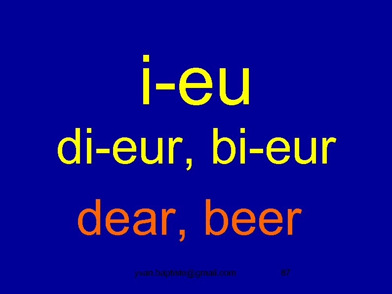 i-eu di-eur, bi-eur dear, beer yvan. baptiste@gmail. com 87 
