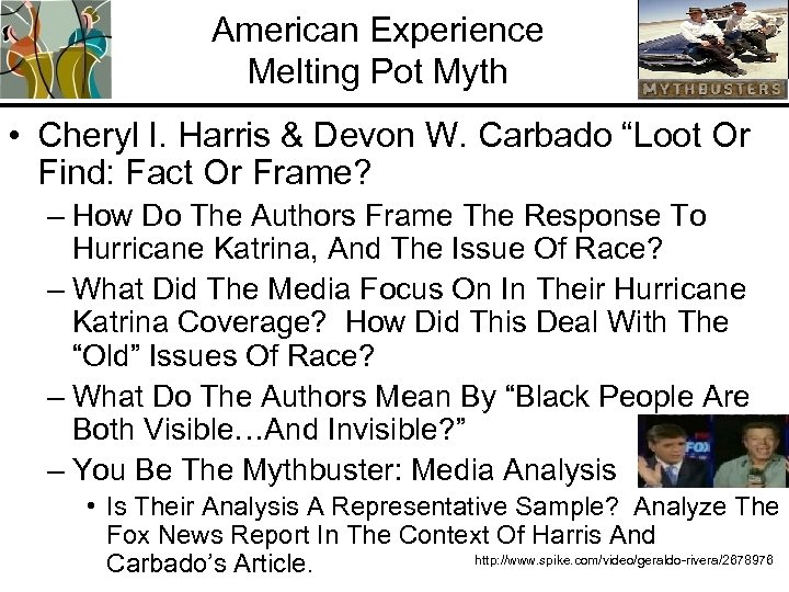 American Experience Melting Pot Myth • Cheryl I. Harris & Devon W. Carbado “Loot