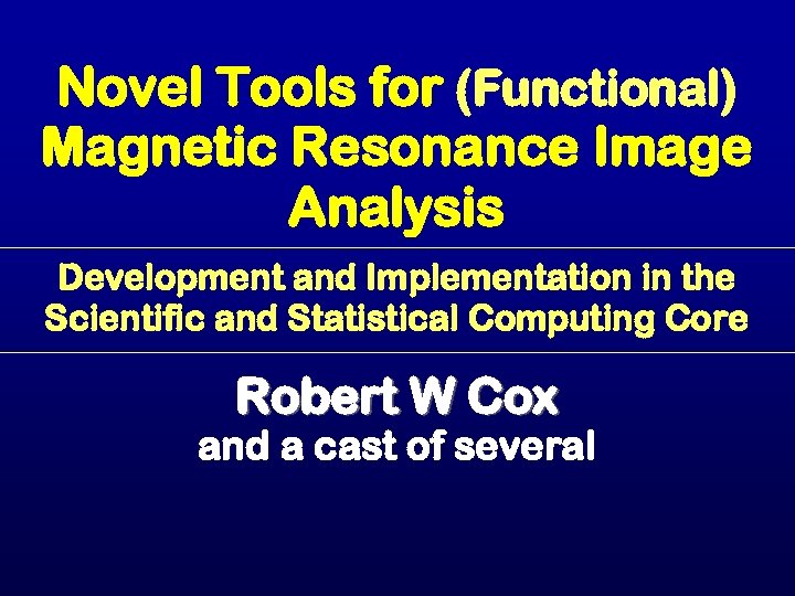 Novel Tools for (Functional) Magnetic Resonance Image Analysis Development and Implementation in the Scientific