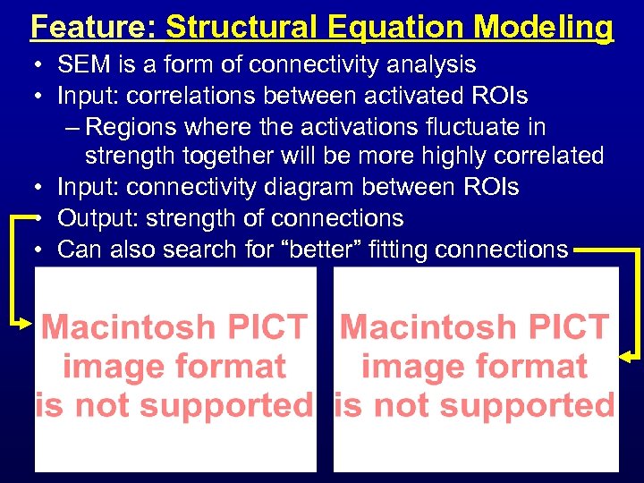 Feature: Structural Equation Modeling • SEM is a form of connectivity analysis • Input: