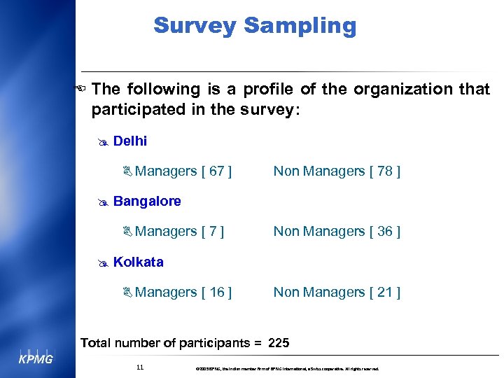 Survey Sampling E The following is a profile of the organization that participated in