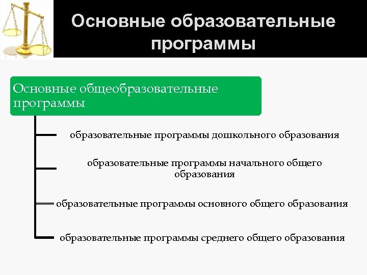 Основные образовательные программы Основные общеобразовательные программы дошкольного образования образовательные программы начального общего образования образовательные