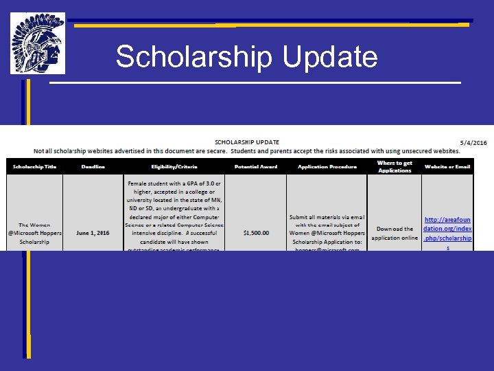 Scholarship Update 