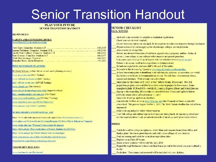 Senior Transition Handout 