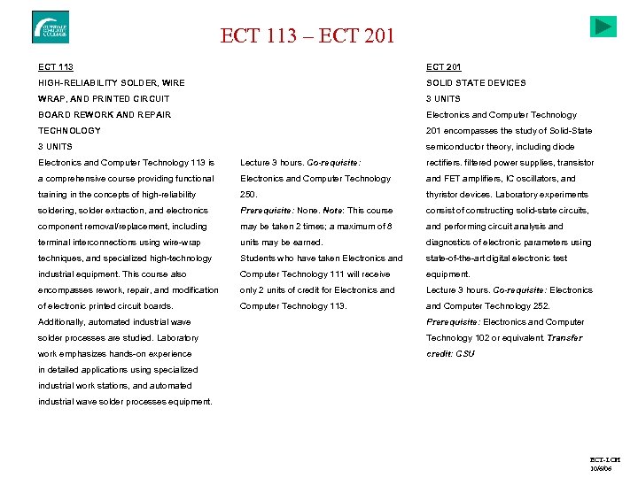 ECT 113 – ECT 201 ECT 113 ECT 201 HIGH-RELIABILITY SOLDER, WIRE SOLID STATE