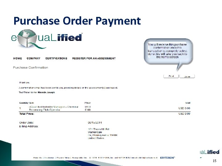 Purchase Order Payment 15 