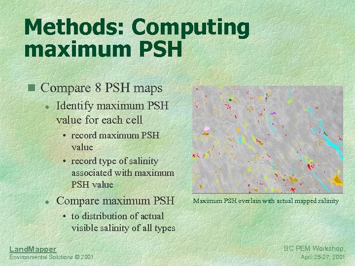 Methods: Computing maximum PSH n Compare 8 PSH maps l Identify maximum PSH value
