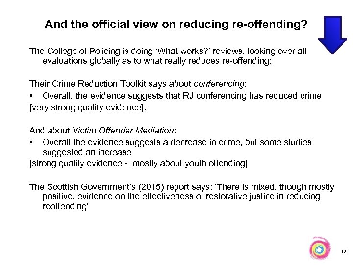 And the official view on reducing re-offending? The College of Policing is doing ‘What