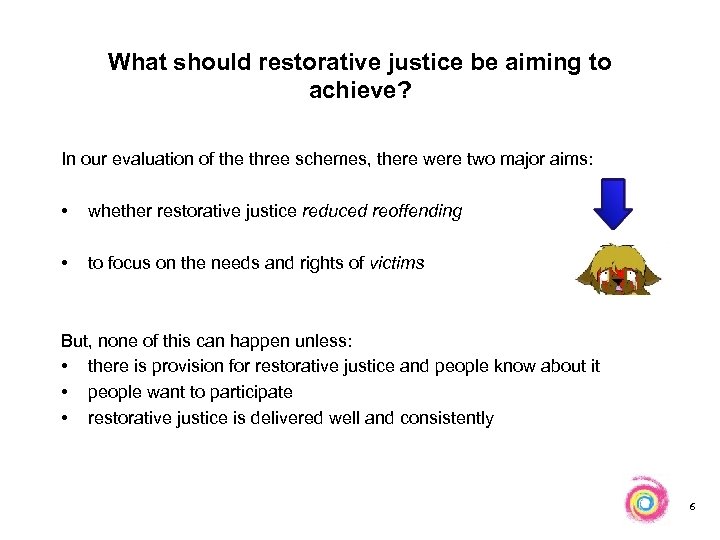 What should restorative justice be aiming to achieve? In our evaluation of the three