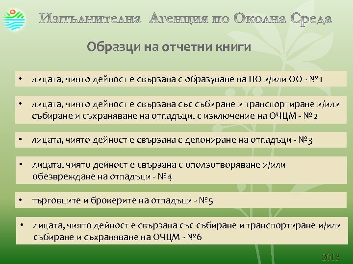 Образци на отчетни книги • лицата, чиято дейност е свързана с образуване на ПО