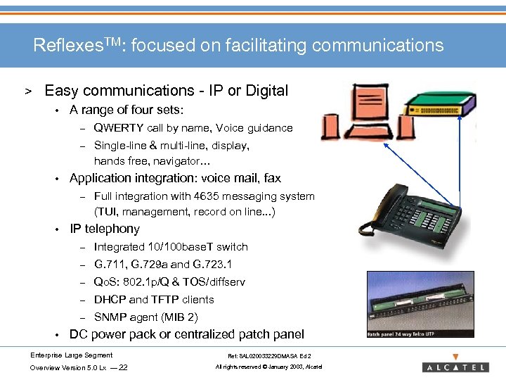 Reflexes. TM: focused on facilitating communications > Easy communications - IP or Digital •