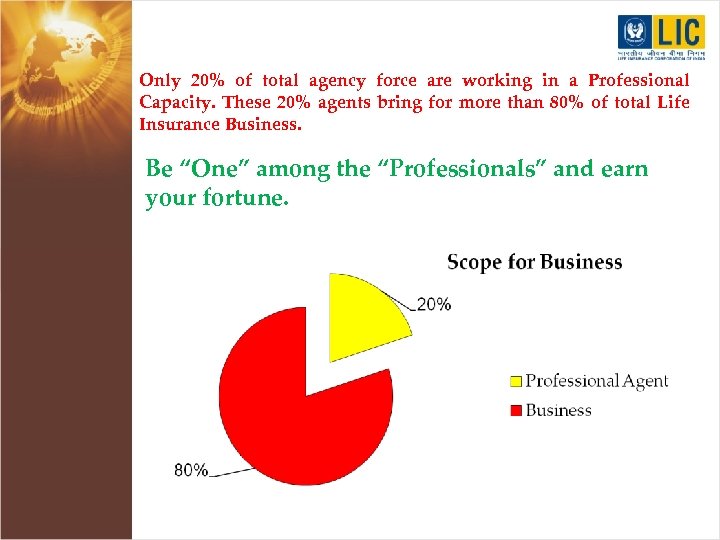 Only 20% of total agency force are working in a Professional Capacity. These 20%