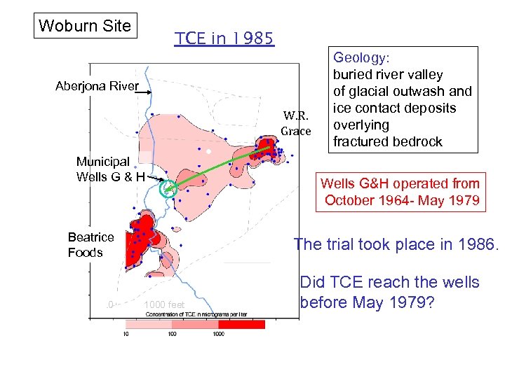 Woburn Site TCE in 1985 Aberjona River W. R. Grace Municipal Wells G &