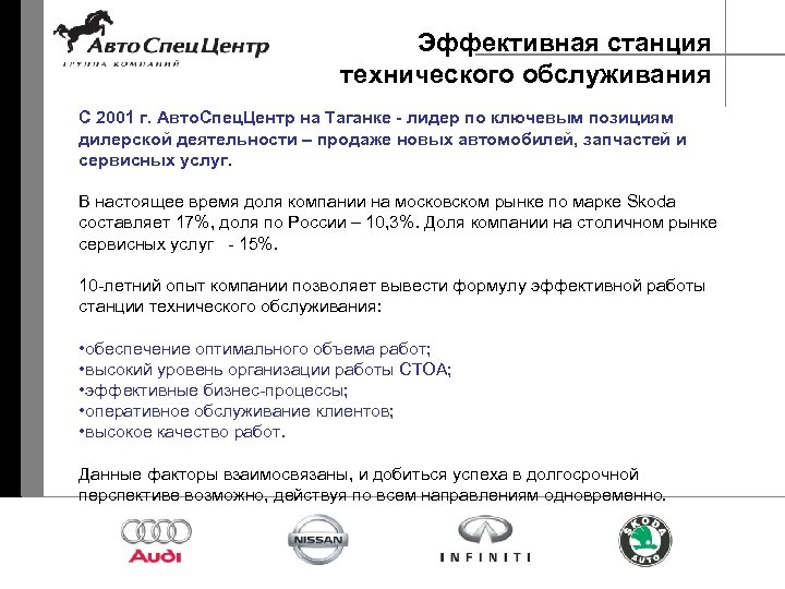 Эффективная станция технического обслуживания С 2001 г. Авто. Спец. Центр на Таганке - лидер