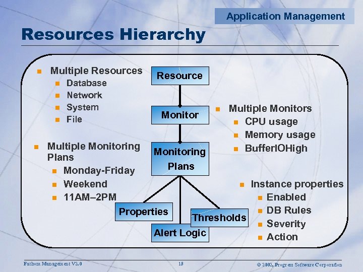 Application Management Resources Hierarchy n Multiple Resources n n n Database Network System File