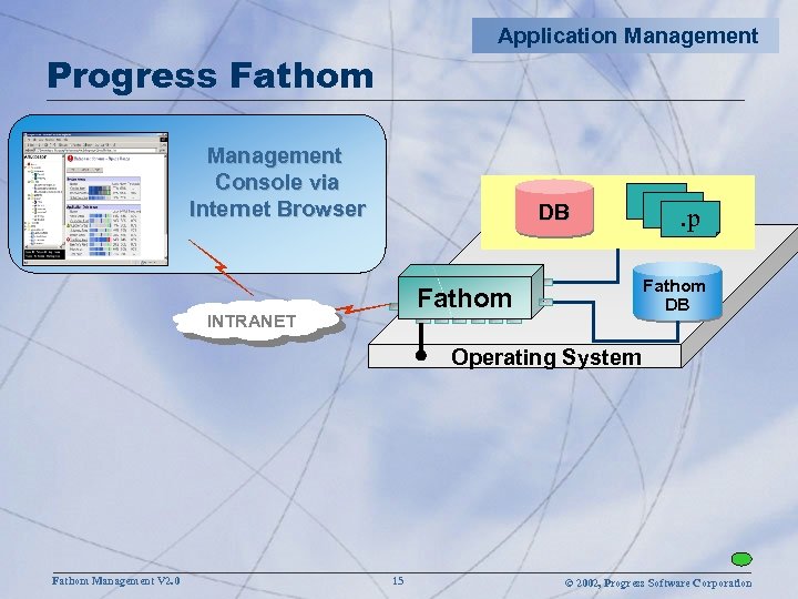 Application Management Progress Fathom Management Console via Internet Browser DB Fathom INTRANET . p