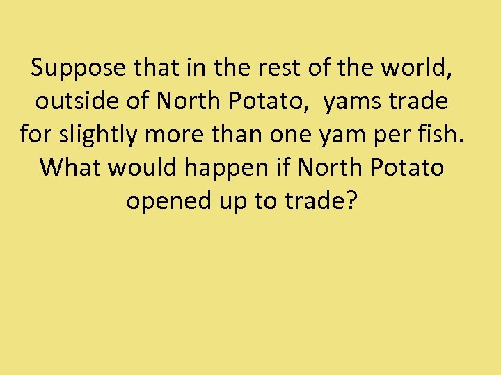 Suppose that in the rest of the world, outside of North Potato, yams trade