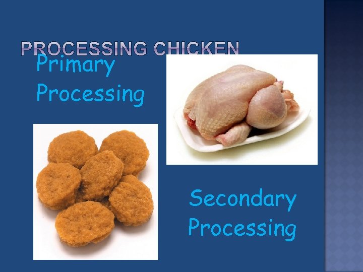  Primary Processing Secondary Processing 