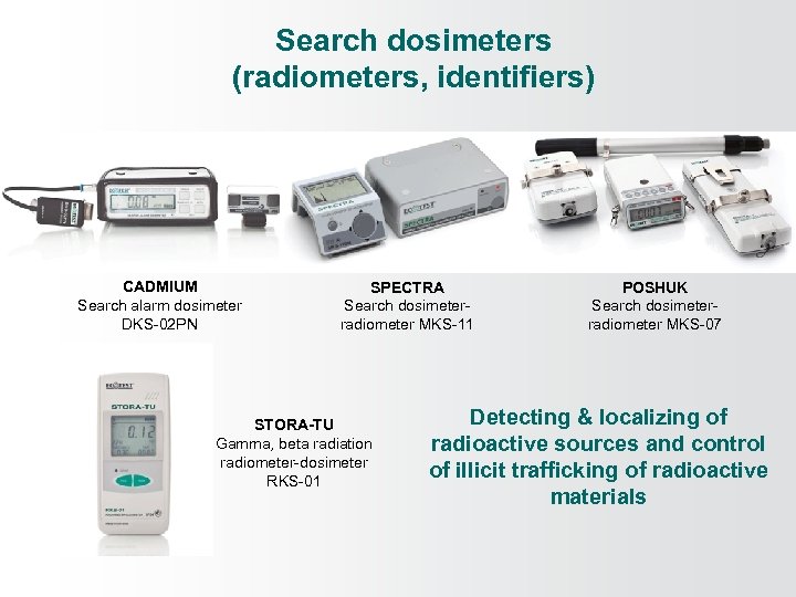 Search dosimeters (radiometers, identifiers) CADMIUM Search alarm dosimeter DKS-02 PN SPECTRA Search dosimeterradiometer MKS-11