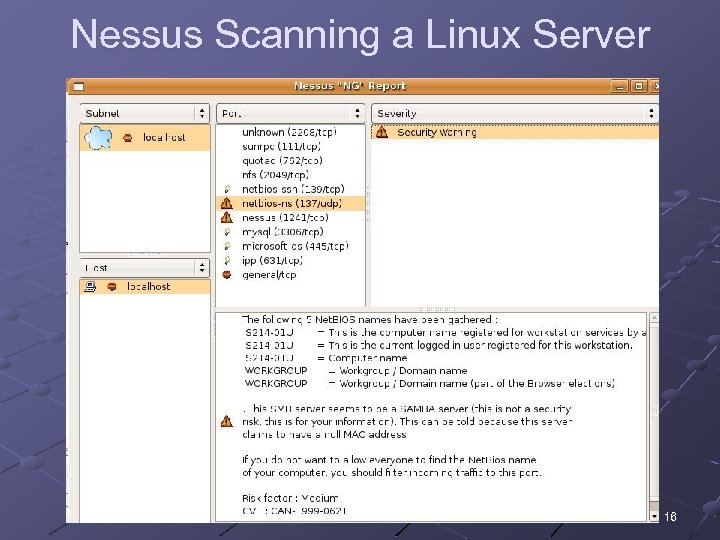 Nessus Scanning a Linux Server 16 