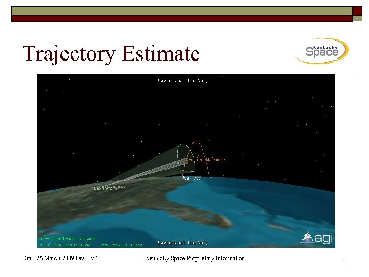 Trajectory Estimate Draft 26 March 2009 Draft V 4 Kentucky Space Proprietary Information 4