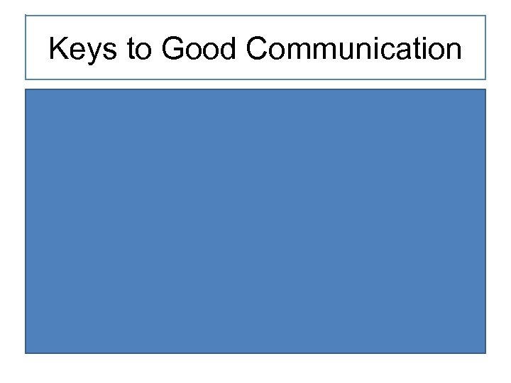 Keys to Good Communication 