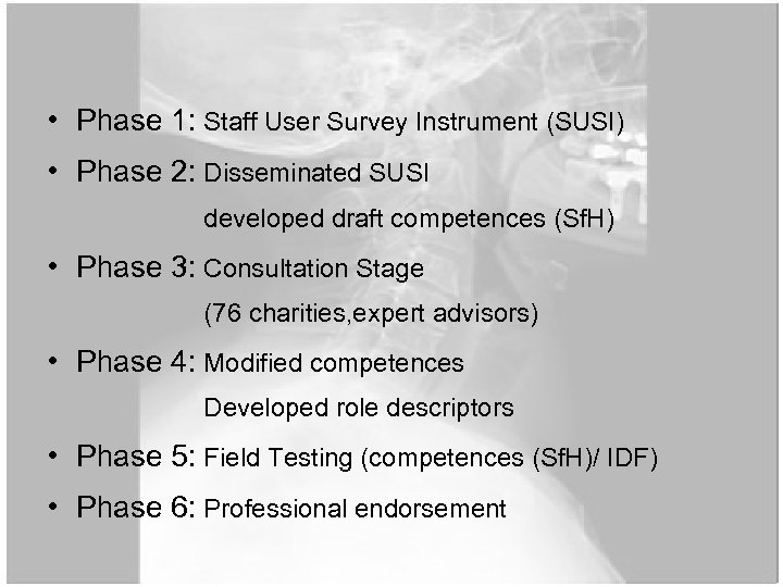 • Phase 1: Staff User Survey Instrument (SUSI) • Phase 2: Disseminated SUSI