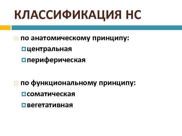 Принцип центр. Классификация НС. Классификация НС анатомически. Современные принципы анатомии. Классификация НС медицина.