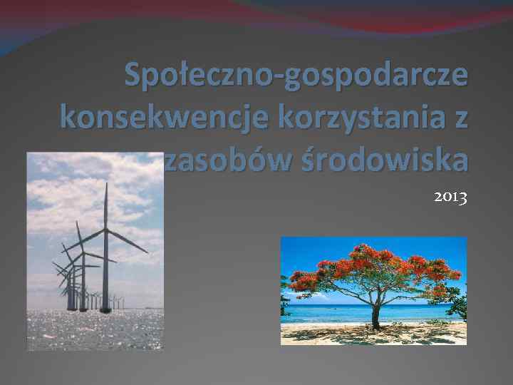 Społeczno-gospodarcze konsekwencje korzystania z zasobów środowiska 2013 