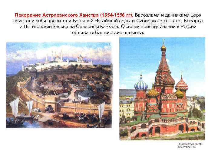 Покорение Астраханского Ханства (1554 -1556 гг). Вассалами и данниками царя признали себя правители Большой