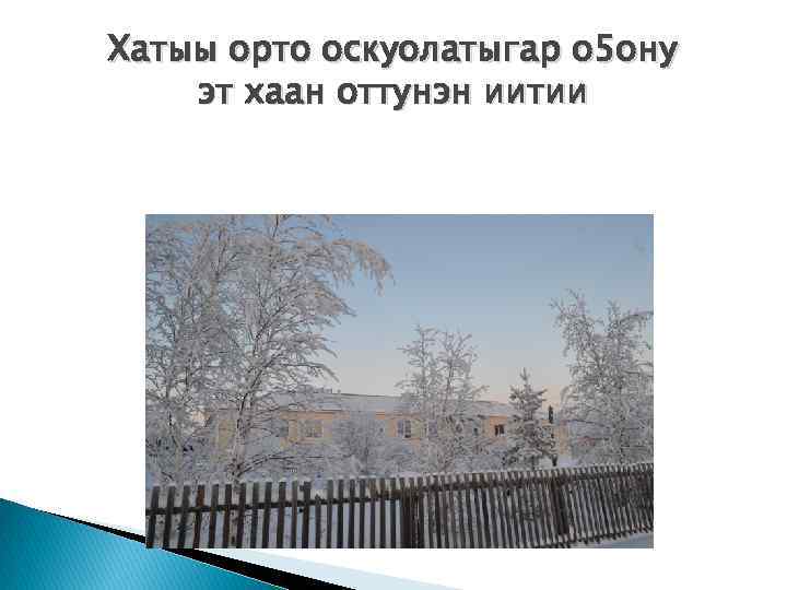 Хатыы орто оскуолатыгар о 5 ону эт хаан оттунэн иитии 
