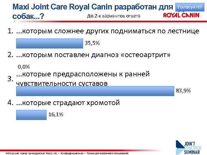 Maxi Joint Сare Royal Canin разработан для До 2 -х вариантов ответа собак. .