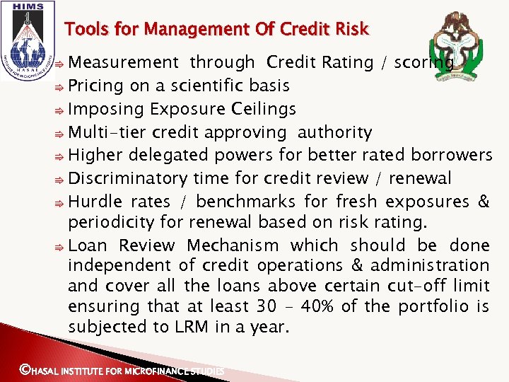 Tools for Management Of Credit Risk ⇛ Measurement through Credit Rating / scoring ⇛
