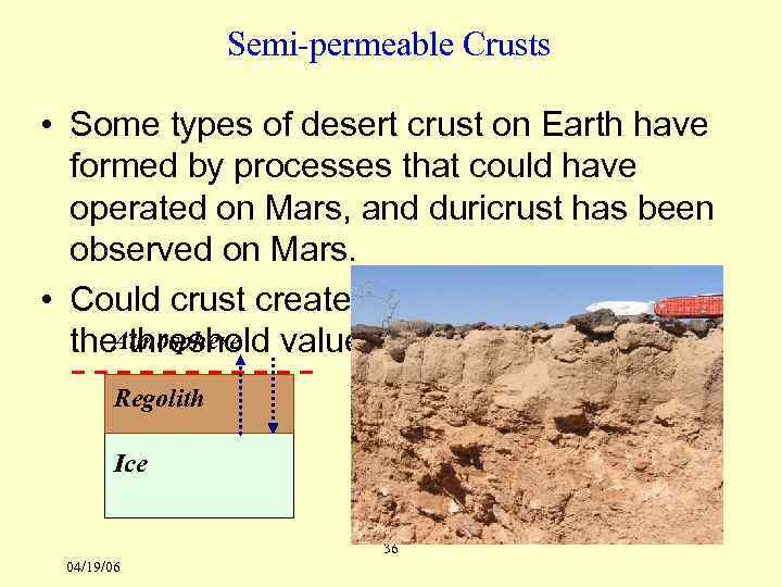 Semi-permeable Crusts • Some types of desert crust on Earth have formed by processes