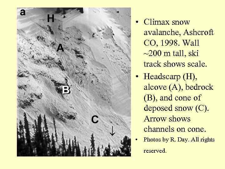 Avalanche • Climax snow avalanche, Ashcroft CO, 1998. Wall ~200 m tall, ski track