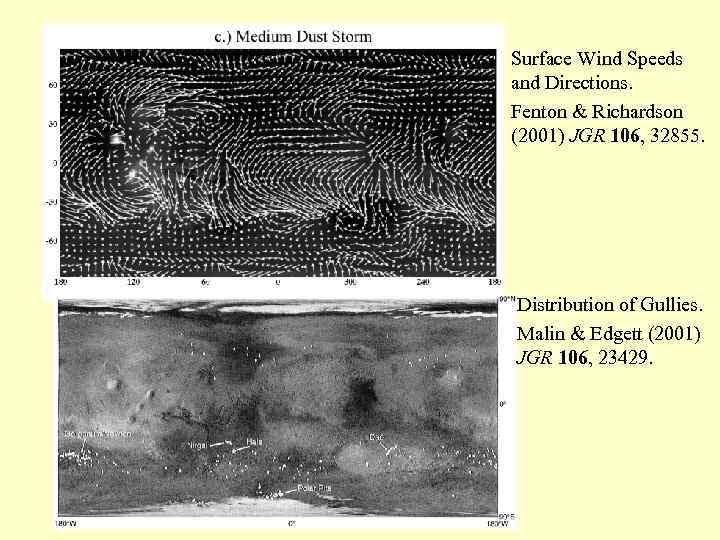 Surface Wind Speeds and Directions. Fenton & Richardson (2001) JGR 106, 32855. Distribution of