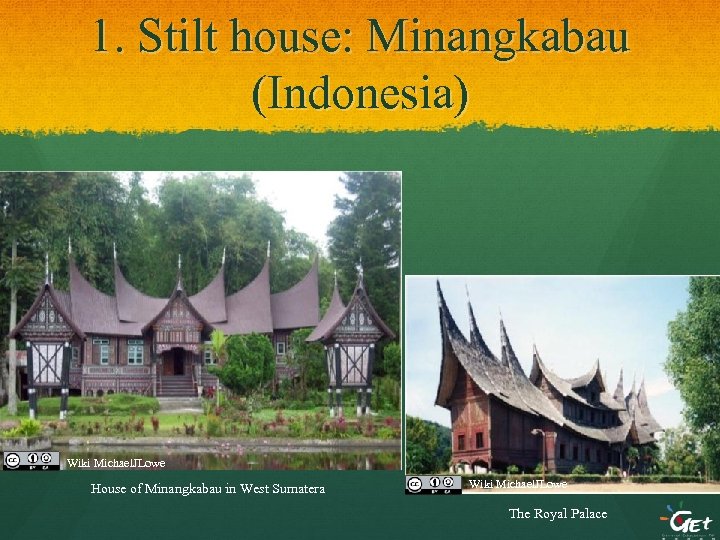 1. Stilt house: Minangkabau (Indonesia) Wiki Michael. JLowe House of Minangkabau in West Sumatera