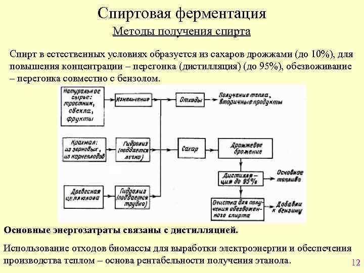 Спиртовая ферментация Методы получения спирта Спирт в естественных условиях образуется из сахаров дрожжами (до