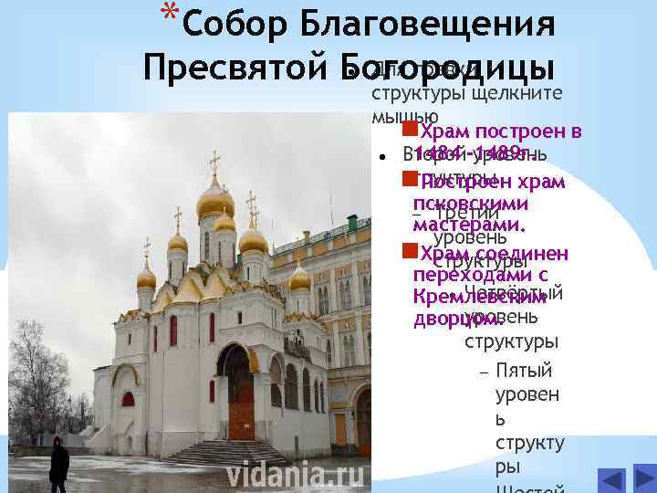 *Собор Благовещения Для правки Пресвятой Богородицы структуры щелкните мышью n. Храм построен в 1484