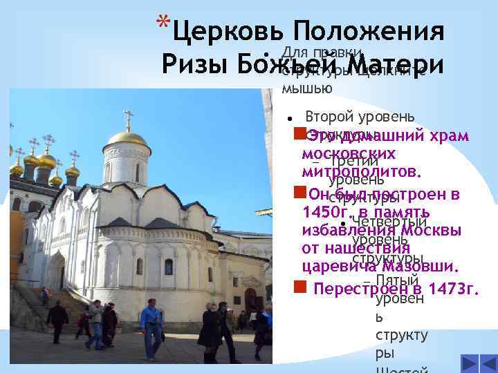 *Церковь. Для правки Положения Ризы Божьей Матери структуры щелкните мышью Второй уровень nструктуры Это