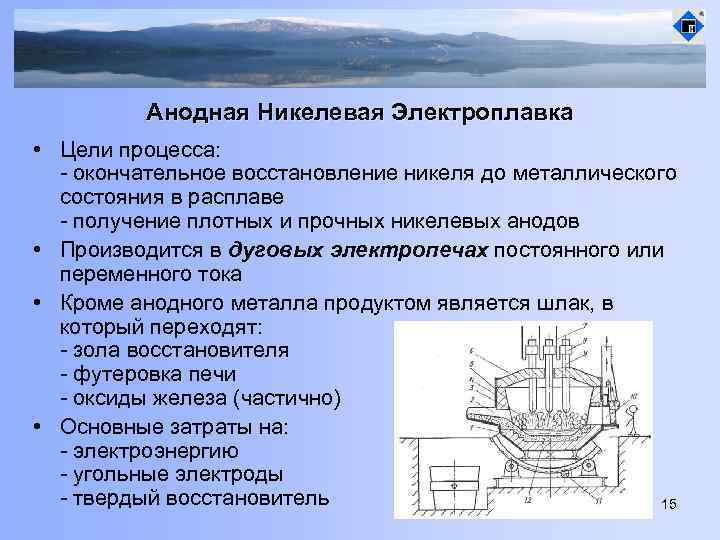 Анодная Никелевая Электроплавка • Цели процесса: - окончательное восстановление никеля до металлического состояния в